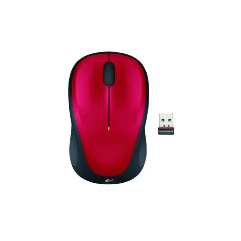 Logitech Wireless Mouse M235 - 910-002496 - Red, Ambidextrous, 2.4 GHz RF, 3-Button