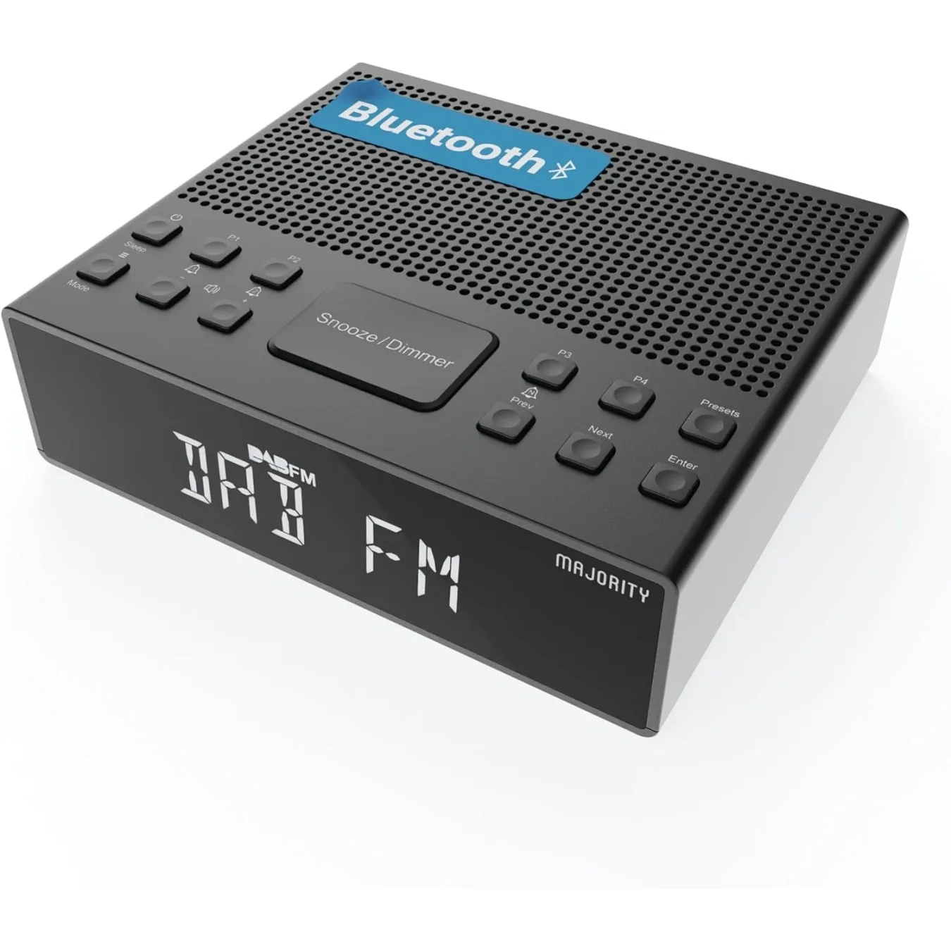 Majority KNAPWELL Radio Bedside Clock - Dual Alarm FM,BT,USB Charging