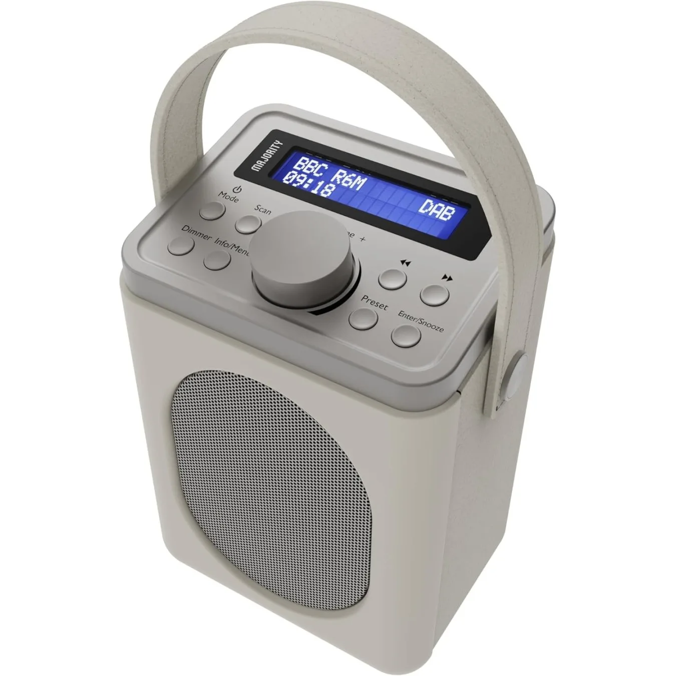Majority Radio Portable FM, BT, Alarm & Sleep Timer Little Shelford White Grey - Portable FM, BT, Alarm & Sleep Timer