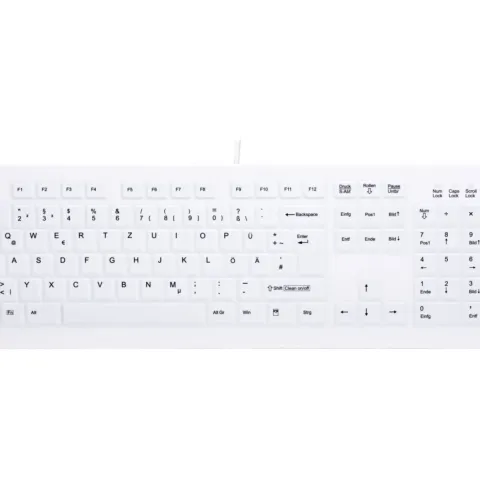 Medical Washable Silicone Keyboard - AK-C8100F - Wired USB, White, German QWERTZ, 105-key