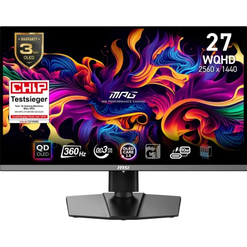 MSI MPG 271QRXDE - 26.5" QD-OLED Gaming Monitor - 2560x1440 QHD, 360Hz, 1ms, Black