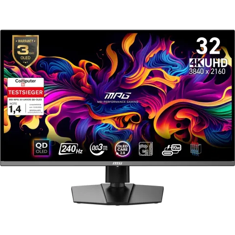 MSI MPG - 321URXDE - QD-OLED, 80 cm (31.5 in), Black, UltraHD 4K, Adaptive-Sync, USB-C, 240 Hz panel