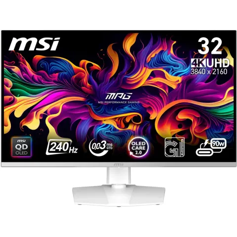 MSI MPG 321URXWDE - 31.5" QD-OLED 4K (3840x2160) 240Hz 0.03ms Gaming Monitor - White