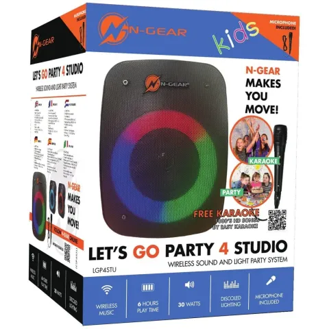 N-Gear Karaoke Speaker - LGP4 - Kids Portable Karaoke Speaker with BT & USB including 1x Wired Microphone