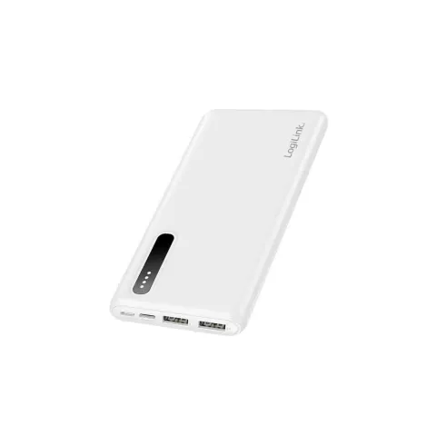PA0311W POWER BANK 8000mAh, 2x USB-A, 2in1 CABLE, WHITE, LOGILINK