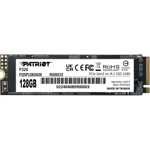 Patriot 128GB M.2 NVMe PCIe 3.0 - P320 - 2280 (22x80mm), NVMe 1.3, PCIe 3.0 x4