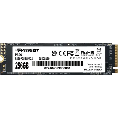 Patriot M.2 NVMe SSD - P320 - 256GB (M.2 2280), PCIe 3.0 x4, NVMe 1.3, 2200 MB/s Read