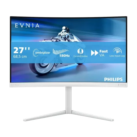 Philips 68.5cm (27.0') Curved White Monitor - 27M2C5201L - 27-inch, 16:9, 1000R curved, 2x HDMI + DP