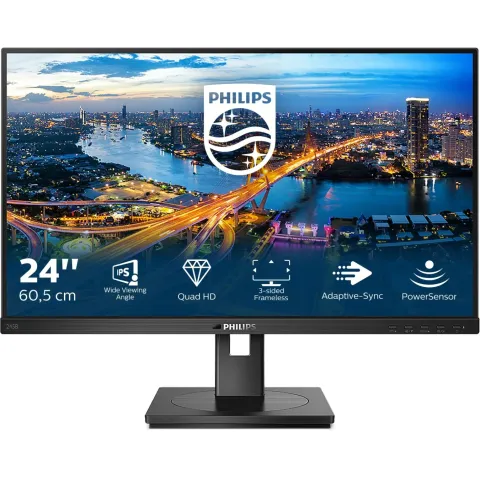 Philips B Line 245B1/00 - 24" QHD IPS Monitor (2560x1440), 75Hz, 4ms, Height/Pivot, Built-in Speakers, Black