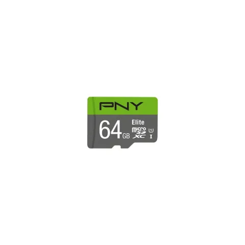 PNY Elite microSDXC 64GB U1 (Class 10) Memory Card - Green/Grey