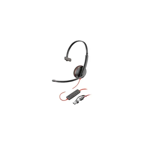 Poly Blackwire 3210 Monaural USB-C Headset + USB-C/A Adapter
