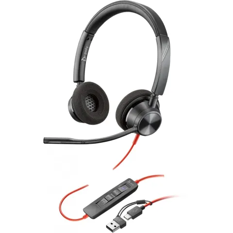 Poly Blackwire 3320 Stereo Headset 214012-01 USB-C w/ Adapter Teams Certified