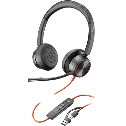 Poly Blackwire C8225 - USB-C Stereo Headset - Black, Binaural Headband, Boom Mic