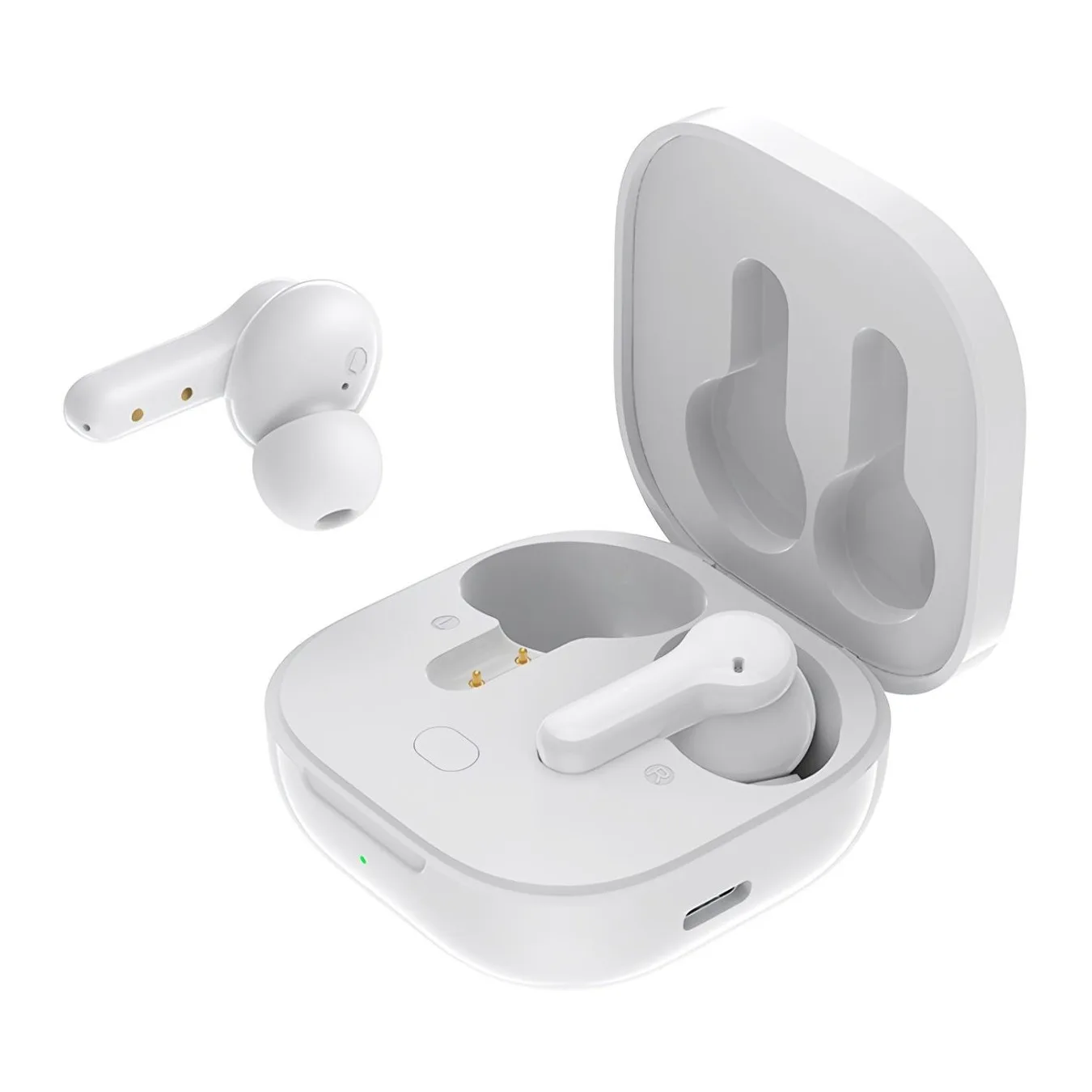 QCY Earbuds - T13 - TWS WHITE Dual Driver 4-mic noise cancel. True Wireless Earbuds - Quick Charge 380mAh