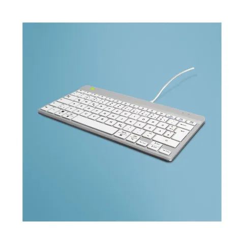 R-Go Compact Break ergonomische Tastatur QWERTZ (DE), verkabelt, weiß
