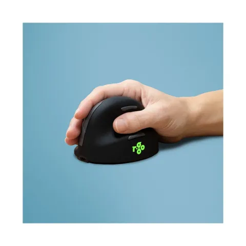 R-GO HE Maus - ergonomische Maus, Größe L, für Rechtshänder, vertikale Maus, 4 Tasten, kabellos