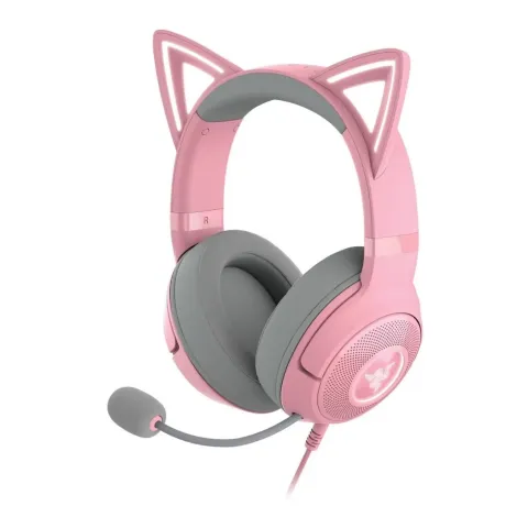 Razer Kraken Kitty V2 Quartz RGB USB 7.1 Gaming Headset w/ Kitty Ears - PC PS5 Switch