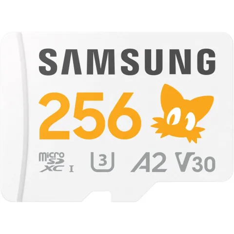 Samsung microSDXC MB-MD256S - 256GB, UHS-I U3/V30, A2, 180MB/s Read, 130MB/s Write, Grey/White/Yellow, SD Adapter