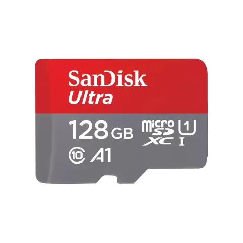 SanDisk Ultra microSDXC 128GB UHS-I U1 140MB/s Class 10 - Red/Grey - with SD Adapter