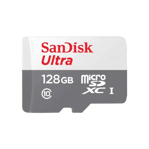 SanDisk Ultra microSDXC Card - SDSQUNR-128G-GN3MN - 128GB White/Gray, Class 10, UHS-I U1, 100MB/s