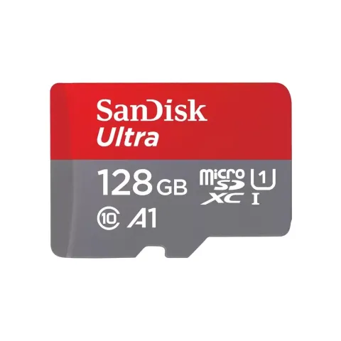 SanDisk Ultra - SDSQUAB-128G-GN6MT - Grey/Red, microSDXC 128 GB, 140 MB/s, U1, A1, Class 10