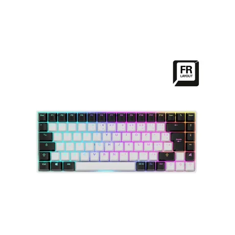 Sharkoon SKILLER SGK50 S3 - FR-AZERTY, 75% 85-key Mechanical Keyboard, Gateron Yellow, RGB, USB, White