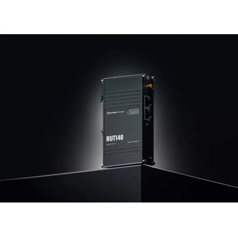 Teltonika RUT140 Industrial Ethernet Router - RUT140 - Black, Tabletop, 2 LAN, Single-band 2.4 GHz