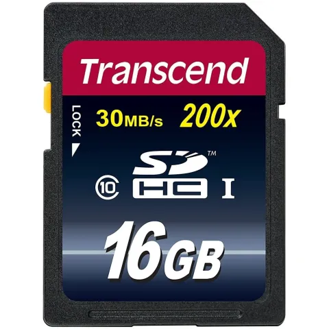 Transcend 16GB SDHC Card - Class 10 - Black