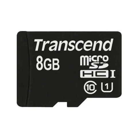 Transcend microSD Card 8GB SDHC UHS-I - Black/Red, 8GB, U1, Class 10, 90 MB/s