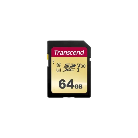 Transcend SDXC Card 64GB - SDC500S - SD, 95 MB/s read / 60 MB/s write