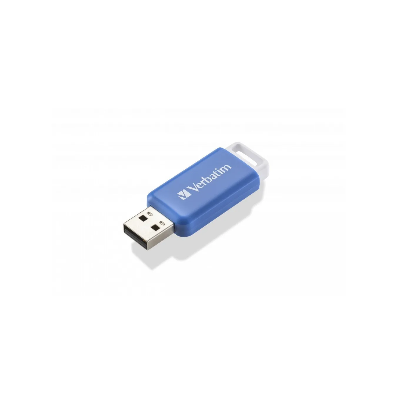 Verbatim DataBar USB Flash Drive - 64GB - Blue - USB 2.0 Type-A Slide with Keyring