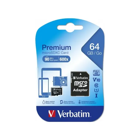 Verbatim Micro SD Card+Adapter - Class10 U1 64GB