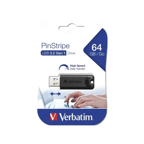 Verbatim PinStripe USB 3.2 Gen 1 64GB Black - 49318