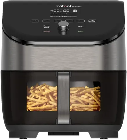 Instant Vortex Plus 5.7L, 6-in-1 Air Fryer with ClearCook™ S/S Odorerase Easy View Windows Built-in Air Filters, Air Fry, Roast, Broil, Bake, Reheat, Dehydrate, 1700W INST-14031030