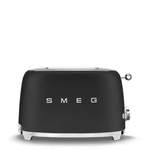 Smeg Toaster 2 slice Matt Black, Matt 50’s Style Aesthetic TSF01BLMEU