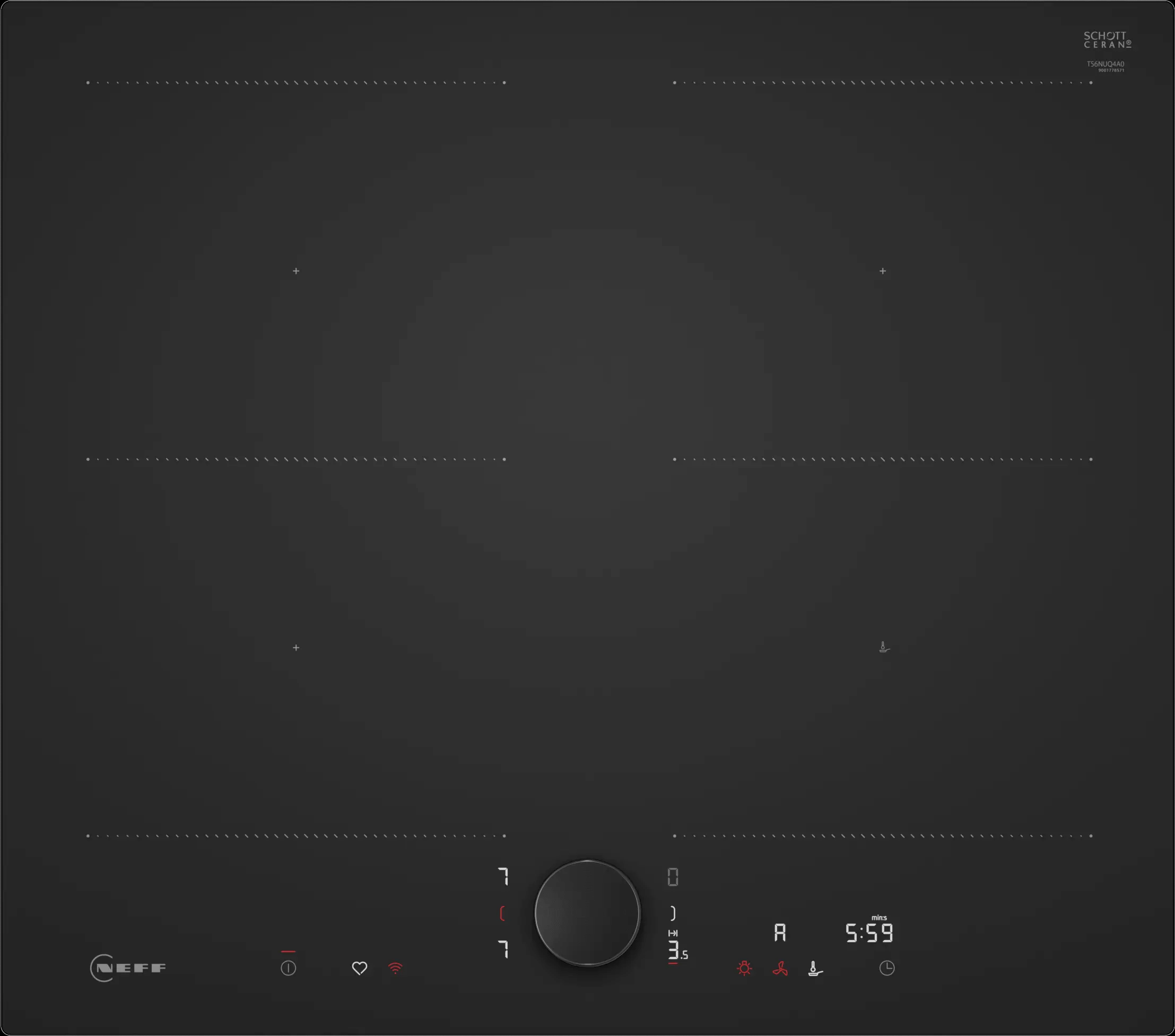 NEFF, N 90 Induction Hob 60 cm Matt Black, Built-in Frameless T56NUQ4A0