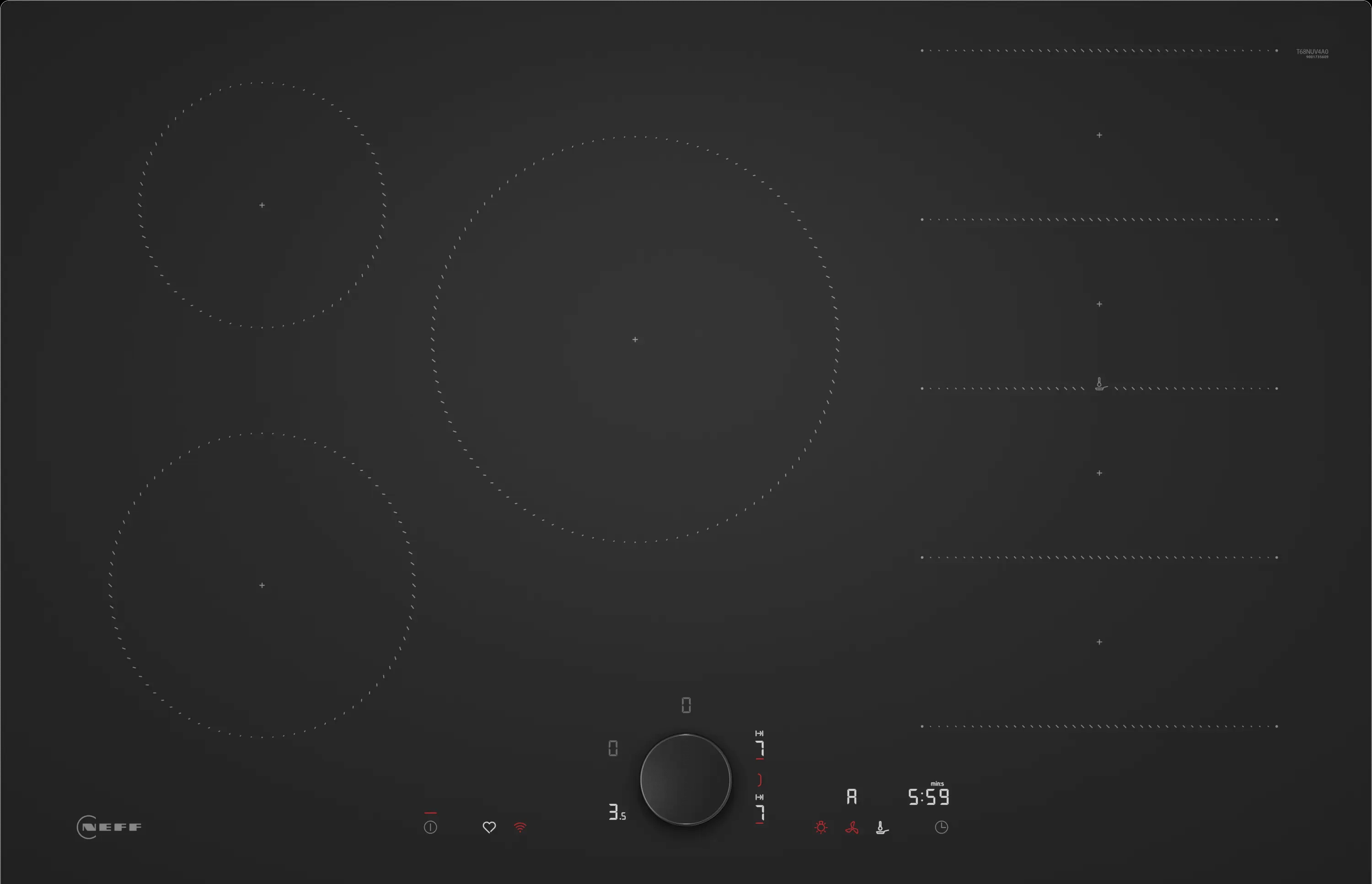 Neff, N 90 Induction Hob 80 cm Matt Black, Frameless Built-in T68NUV4A0
