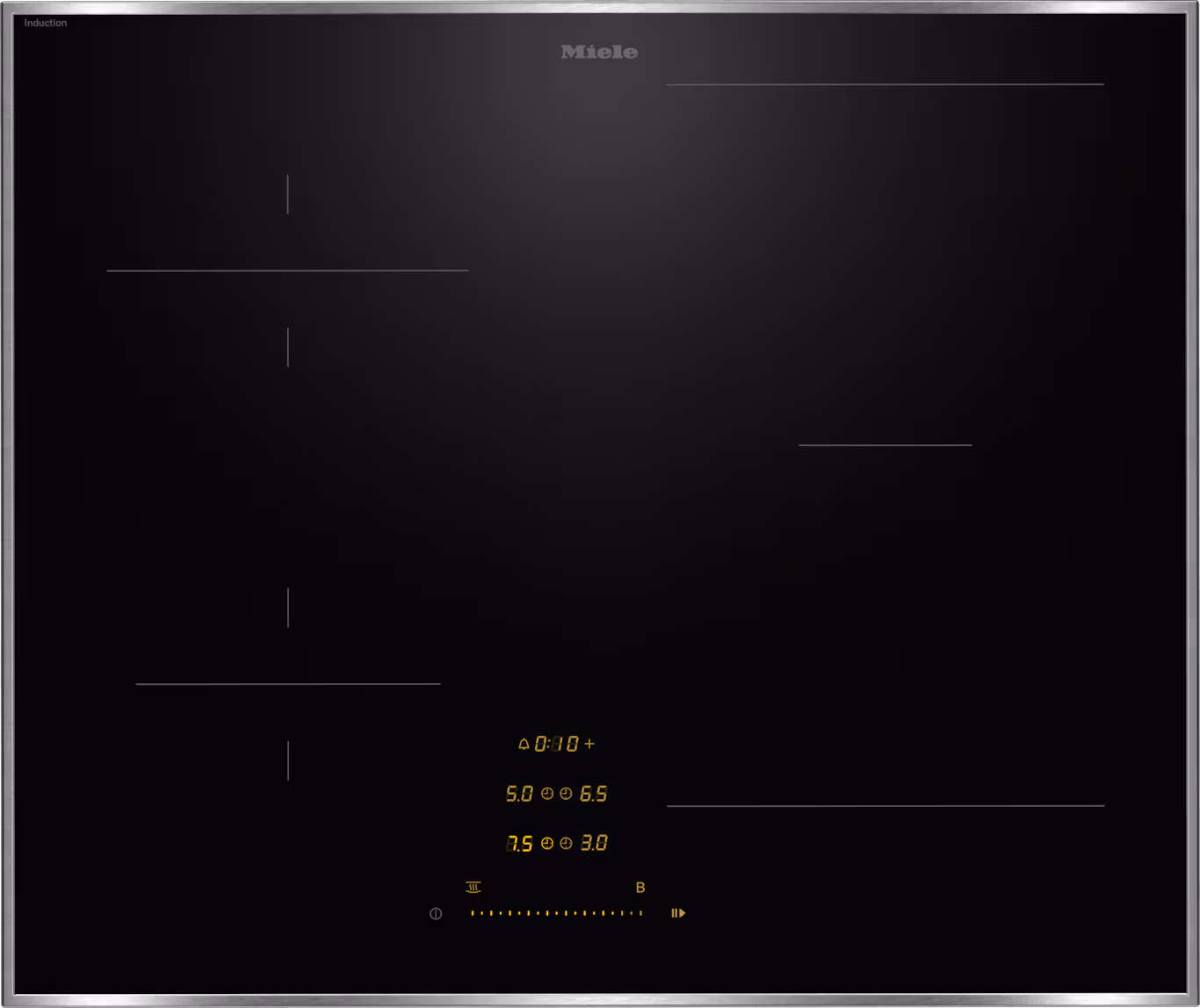 MIELE Gold Induction Cooktop with On-Unit Controls KM 8462 FR, 626 mm | Individual Cooking Zones and PowerFlex Cooking Areas