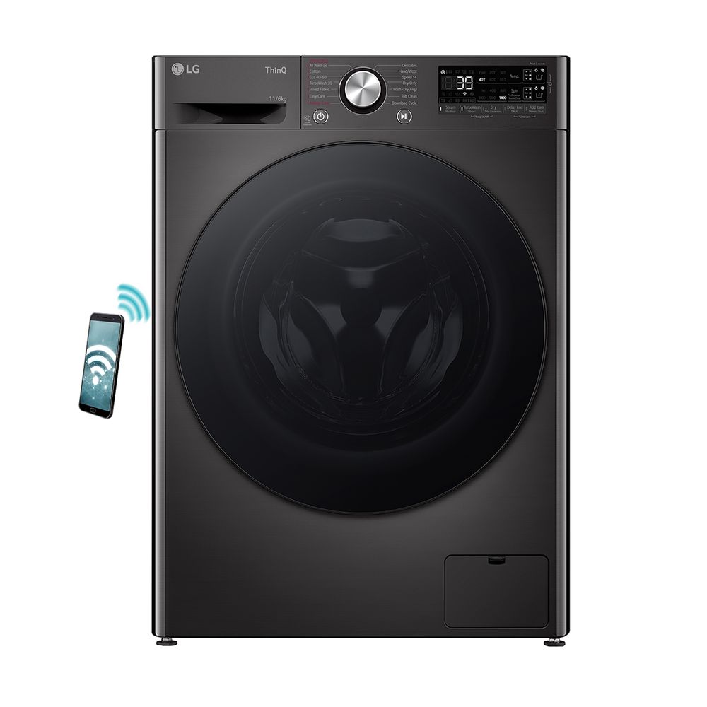 LG D4R7511TSBB Wi-Fi Πλυντήριο & Στεγνωτήριο 11/6KG, Σκούρο Ασημί