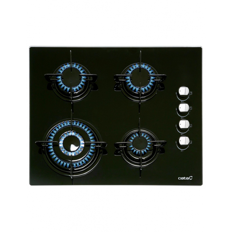 CATA Encimera a gas 08068400. CRISTAL GAS, CIB 6031 BK, 4 zonas, Negro. Zona Gigante