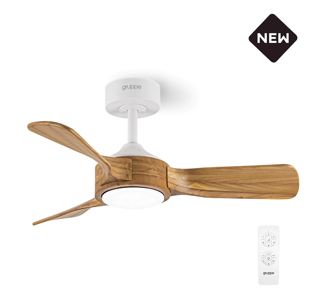 GRUPPE Ceiling fan with light F42206 Wood