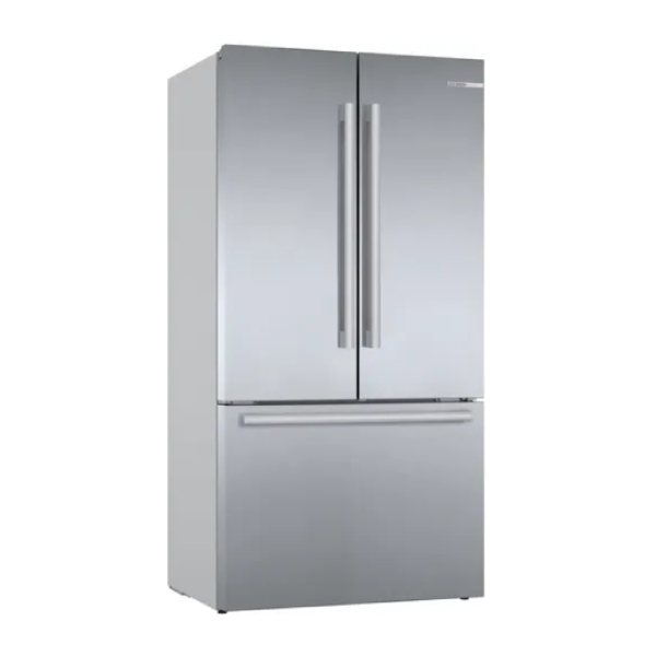 BOSCH KFF96PIEP Series 8 French Door Fridge Freezer, No Frost, 573 L, Silver, with 5-Year Guarantee and 15-Year Motor Guarantee