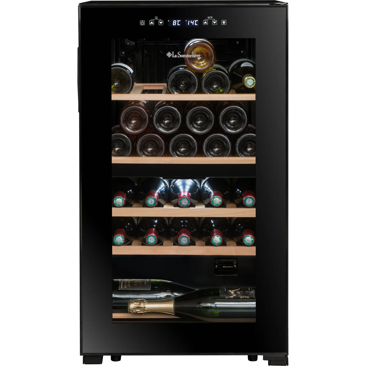 La Sommeliere - Dual Zone - 32 Bottle - Freestanding Wine Fridge - SLS32DZBLACK ,H83.8- W48x D43 cm