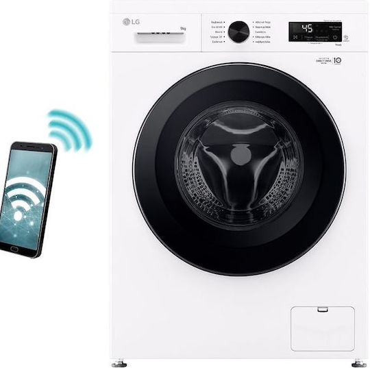 LG Washing Machine 9kg with Steam Technology 1400rpm, 6 Motion F4X1009NWK