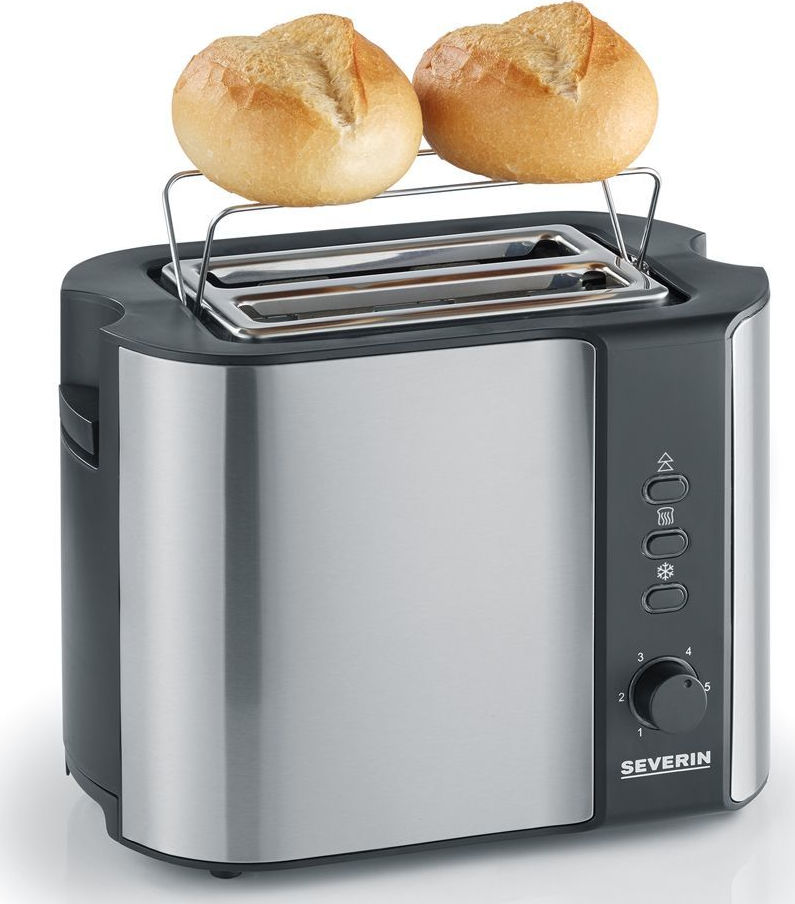 SEVERIN TOASTER, 2 SLICES, 800W STAINLESS STEEL-BLACK
