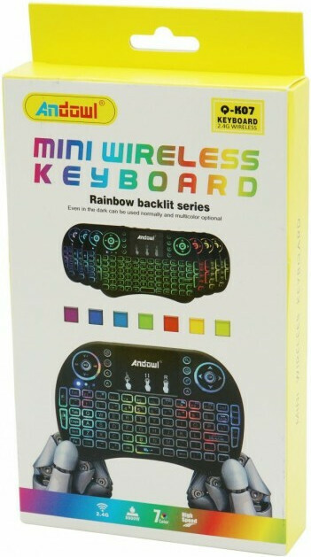Andowl Q-K07 RGB Rainbow 2.4GHz Mini Ασύρματο Πληκτρολόγιο με Touchpad