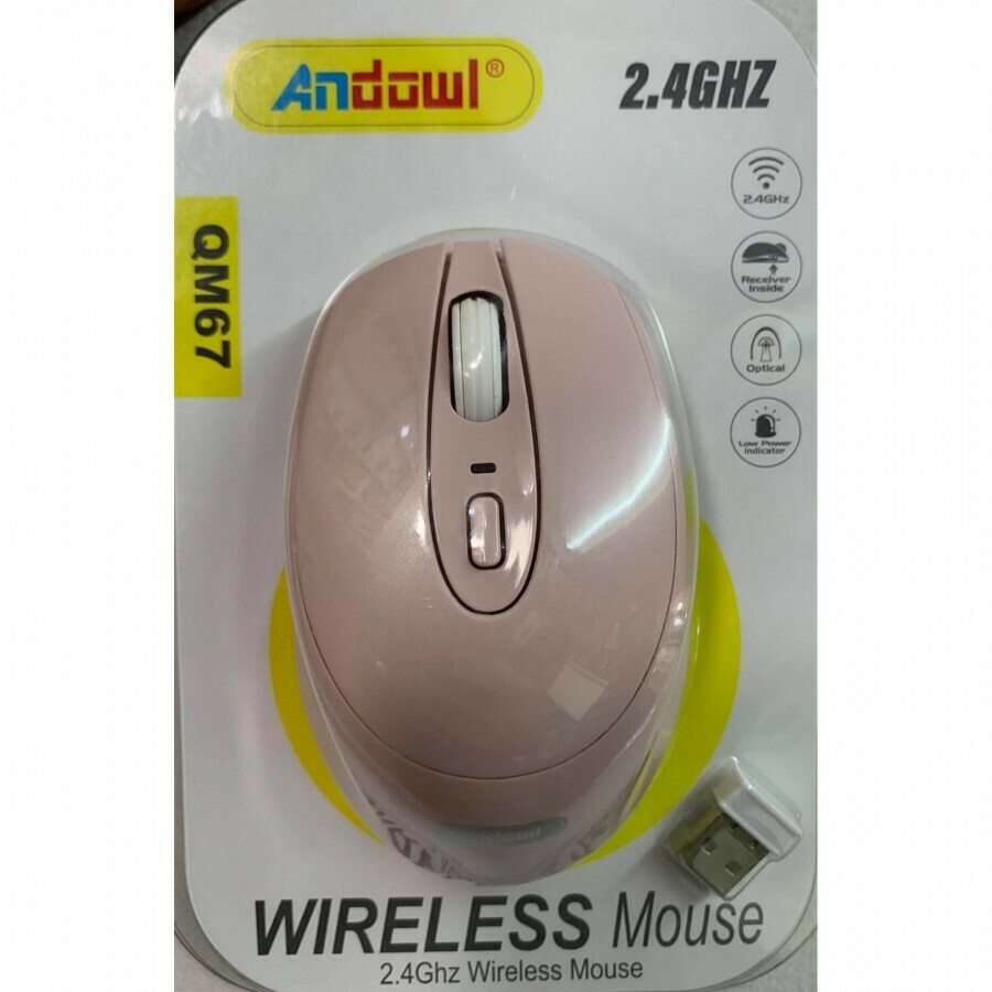 Andowl QM67 Ασύρματο Ποντίκι Ροζ