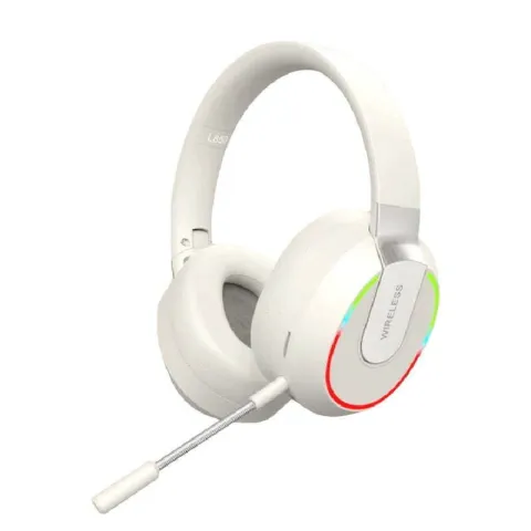 L850 2.4G Wireless Bluetooth 5.1 Wired Three-mode Game Headphones Pluggable Mic RGB Lighting Computer Phone headset White