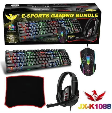 E-Sports Bundle Gaming set with keyboard, mouse, headphones mousepad JX-K1088