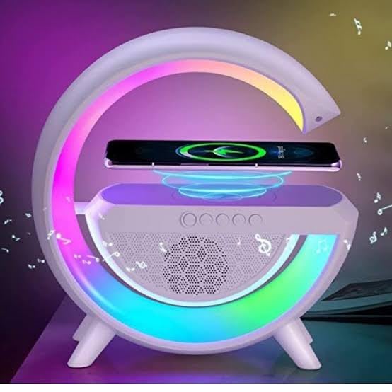 LED Wireless Charging Speaker 3 in 1 Night Light Bluetooth Speakers with 15W Wireless Charger, LED Desk Lamp with Rechargeable Battery ,FM RADIO BT 2301